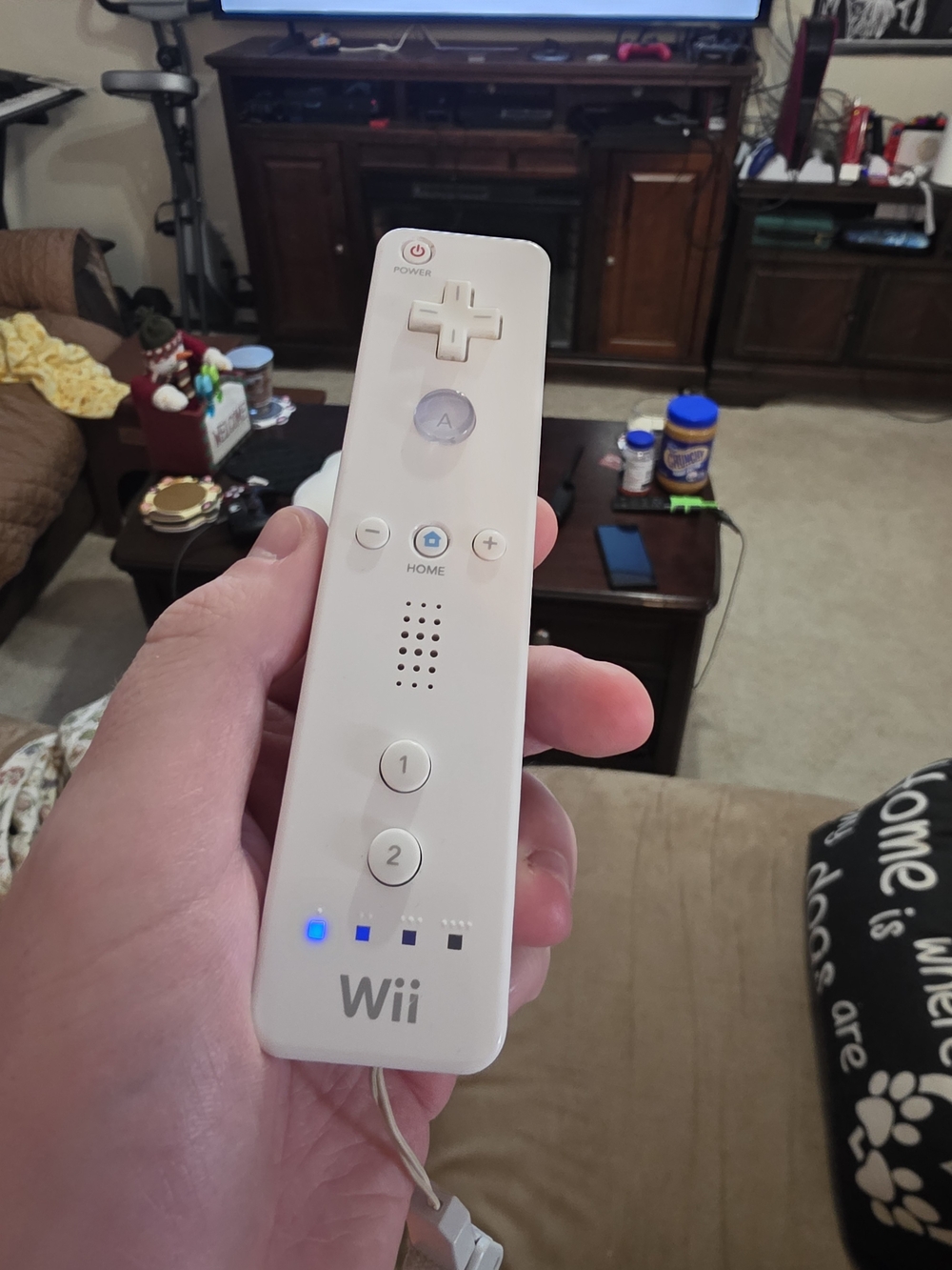 Nintendo Wii Remote Controller - White With Silicone Grip Sleeve